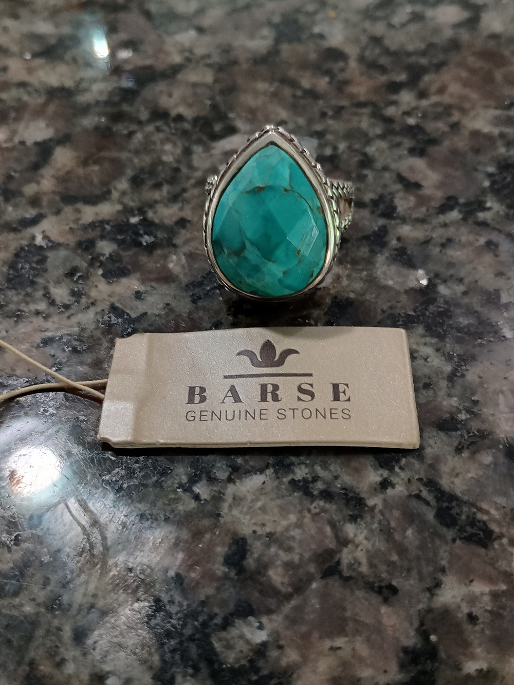 Studio Barse Turquoise Teardrop Ring with Sterling Silver Band